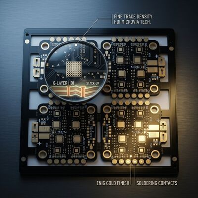 6 Layer HDI Multilayer PCB Fabrication 0.05mm Fine Line Drone Flight Controller Board